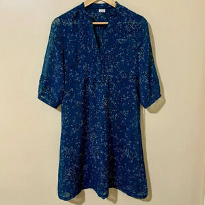 ESPRIT| Lovely Peacock Blue Lightweight Silky Back-Tie Floral Dress Sz 6
